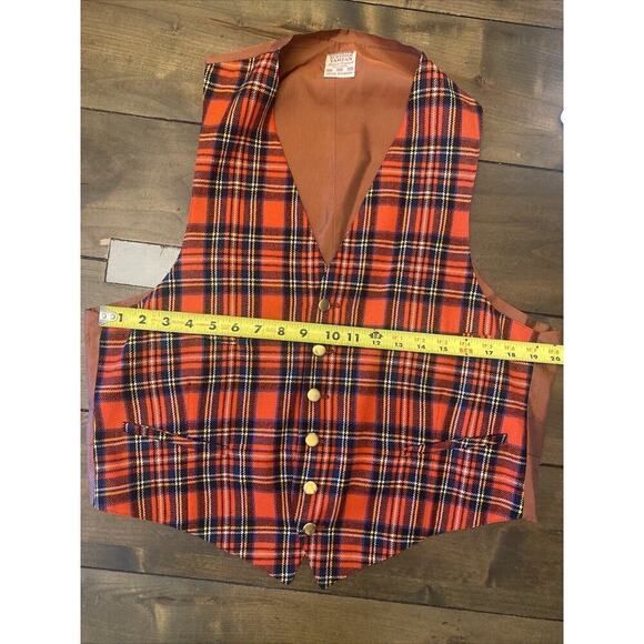 Royal Stewart red tartan plaid 100% wool vest size medium steam punk goth grunge - Picture 9 of 10